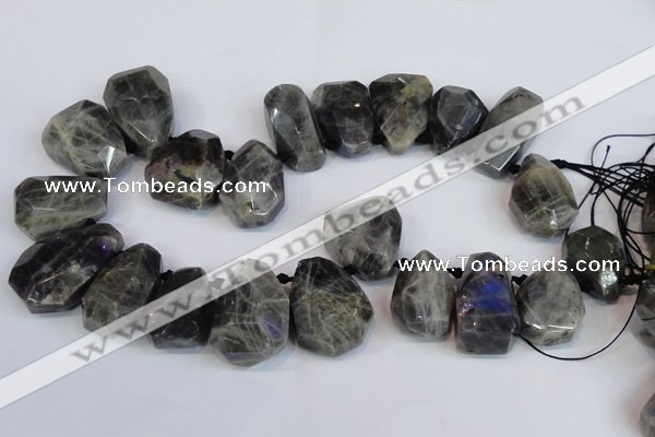 CLB224 Top drilled 25*30mm - 28*40mm faceted nuggets labradorite beads