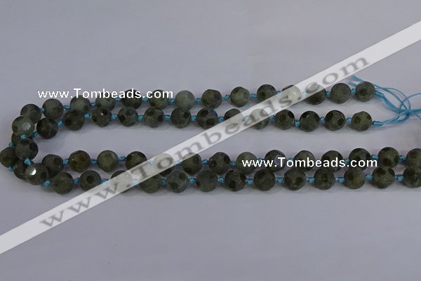 CLB230 15.5 inches 10mm faceted round matte labradorite beads