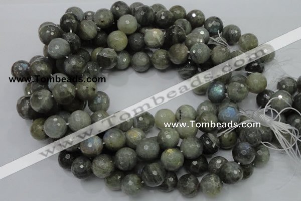 CLB25 15.5 inches 14mm faceted round labradorite gemstone beads