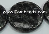 CLB315 15.5 inches 40mm flat round black labradorite gemstone beads