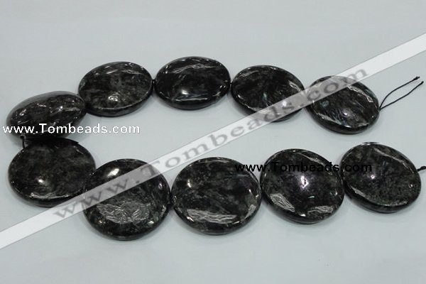 CLB315 15.5 inches 40mm flat round black labradorite gemstone beads