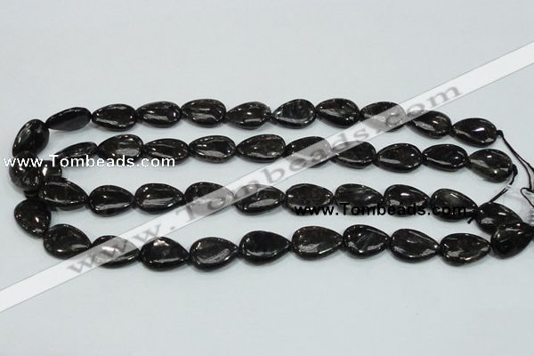 CLB316 15.5 inches 13*18mm flat teardrop black labradorite beads