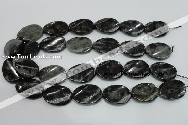 CLB318 15.5 inches 22*30mm twisted oval black labradorite beads