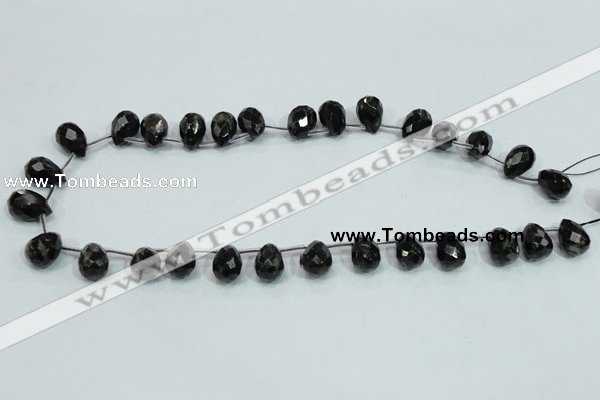 CLB319 10*14mm top-drilled faceted teardrop black labradorite beads