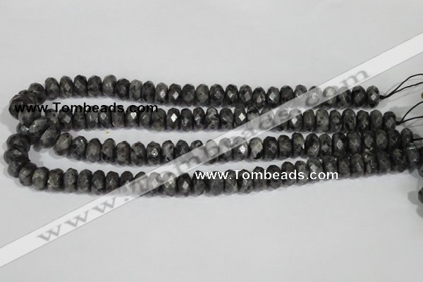 CLB322 15.5 inches 6*12mm faceted rondelle black labradorite beads