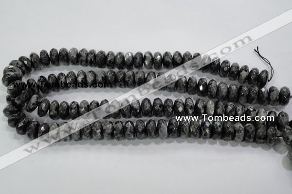 CLB323 15.5 inches 7*14mm faceted rondelle black labradorite beads