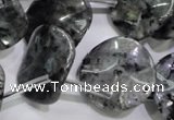 CLB326 Top-drilled 20mm wavy coin black labradorite beads