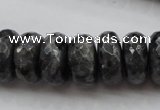 CLB332 15.5 inches 10*18mm faceted rondelle black labradorite beads