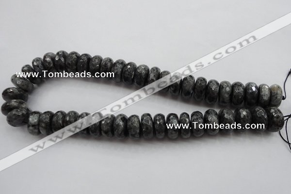 CLB332 15.5 inches 10*18mm faceted rondelle black labradorite beads