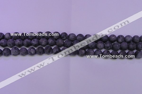 CLB374 15.5 inches 12mm round matte black labradorite beads