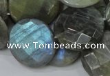 CLB39 15.5 inches 25mm faceted flat round labradorite gemstone beads