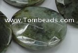 CLB40 15.5 inches 40mm faceted flat round labradorite gemstone beads