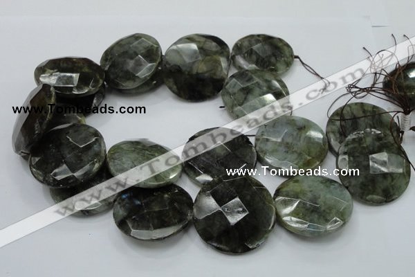 CLB40 15.5 inches 40mm faceted flat round labradorite gemstone beads