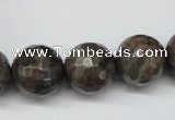 CLB406 15.5 inches 16mm faceted round grey labradorite beads