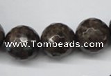 CLB407 15.5 inches 18mm faceted round grey labradorite beads