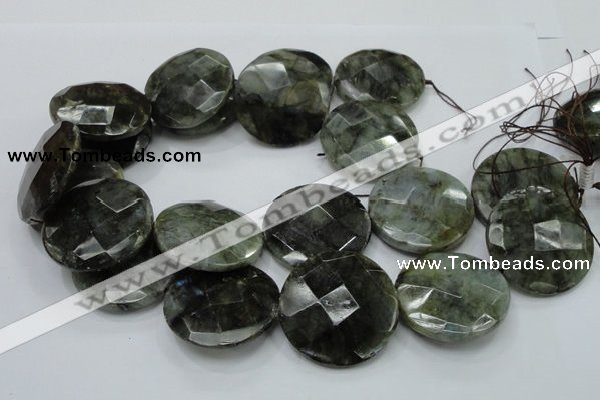 CLB53 15.5 inches 30mm faceted flat round labradorite gemstone beads