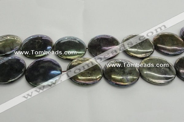 CLB645 15.5 inches 45mm flat round AB-color labradorite beads