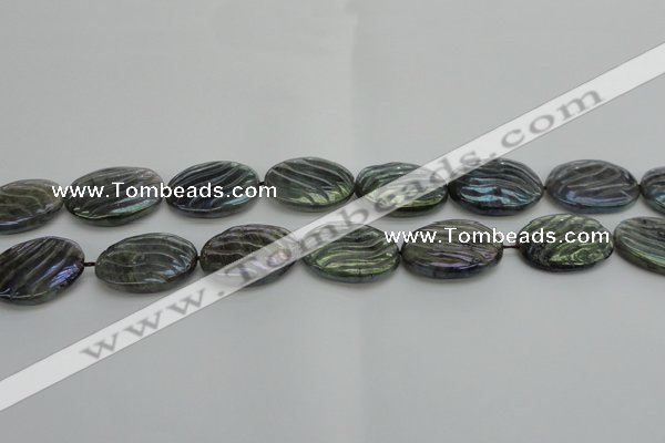 CLB669 15.5 inches 22*30mm carved oval AB-color labradorite beads