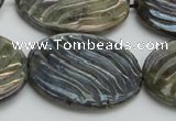 CLB670 15.5 inches 25*35mm carved oval AB-color labradorite beads