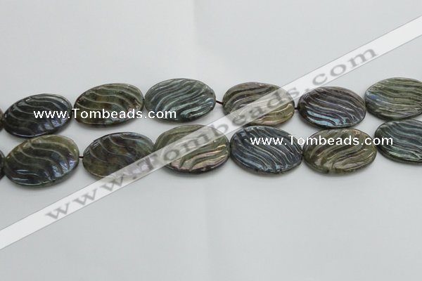 CLB670 15.5 inches 25*35mm carved oval AB-color labradorite beads