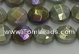 CLB677 15.5 inches 10mm faceted coin AB-color labradorite beads