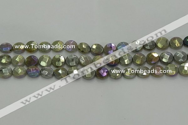 CLB677 15.5 inches 10mm faceted coin AB-color labradorite beads