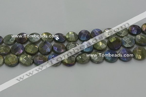 CLB679 15.5 inches 15mm faceted coin AB-color labradorite beads