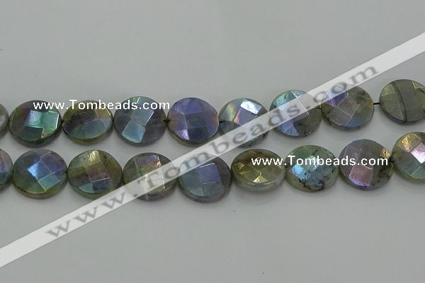 CLB681 15.5 inches 20mm faceted coin AB-color labradorite beads