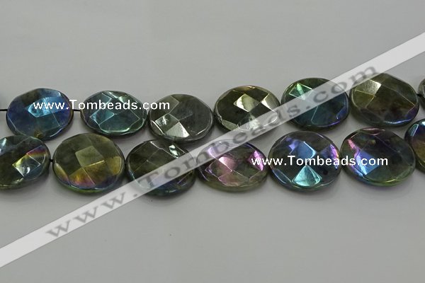 CLB683 15.5 inches 30mm faceted coin AB-color labradorite beads