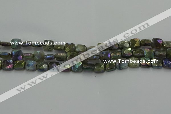 CLB686 15.5 inches 10mm faceted square AB-color labradorite beads