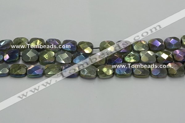 CLB688 15.5 inches 15mm faceted square AB-color labradorite beads