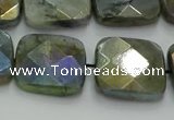 CLB689 15.5 inches 18mm faceted square AB-color labradorite beads