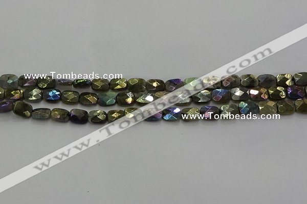 CLB695 15.5 inches 8*10mm faceted rectangle AB-color labradorite beads