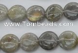 CLB73 15.5 inches 14mm flat round labradorite beads wholesale