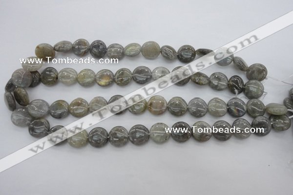 CLB73 15.5 inches 14mm flat round labradorite beads wholesale