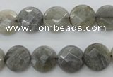 CLB743 15.5 inches 14mm faceted coin labradorite gemstone beads