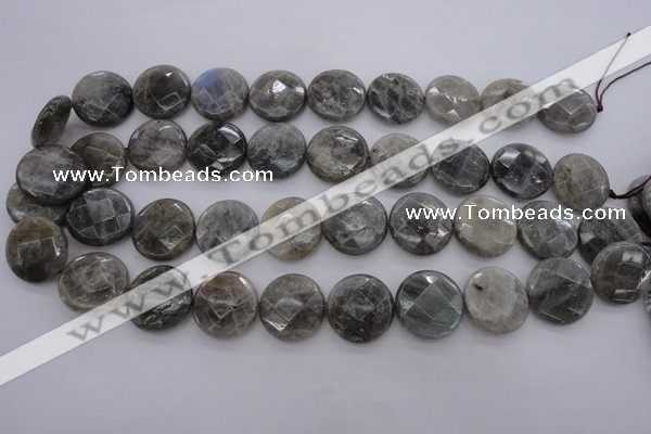 CLB745 15.5 inches 18mm faceted coin labradorite gemstone beads