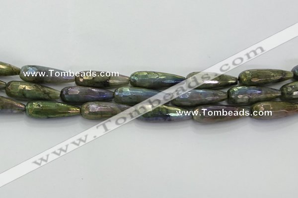 CLB785 15.5 inches 10*30mm faceted teardrop AB-color labradorite beads