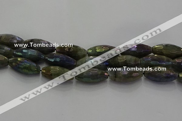 CLB788 15.5 inches 10*20mm faceted rice AB-color labradorite beads