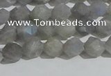 CLB996 15.5 inches 6mm faceted nuggets matte labradorite beads
