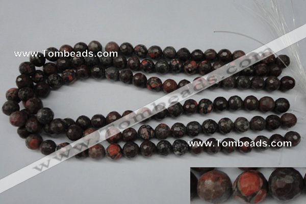 CLD103 15.5 inches 10mm faceted round leopard skin jasper beads