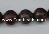 CLD106 15.5 inches 16mm faceted round leopard skin jasper beads