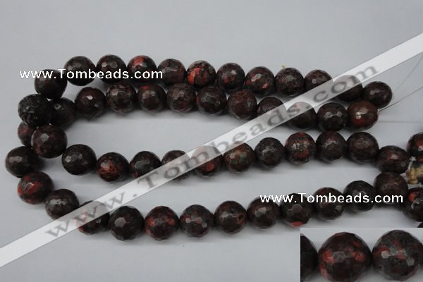 CLD106 15.5 inches 16mm faceted round leopard skin jasper beads