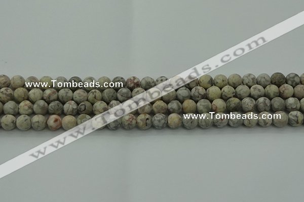 CLD202 15.5 inches 8mm round matte Chinese leopard skin jasper beads