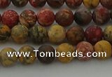 CLD211 15.5 inches 6mm round matte leopard skin jasper beads