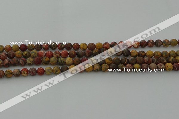 CLD211 15.5 inches 6mm round matte leopard skin jasper beads