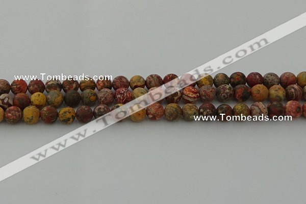 CLD212 15.5 inches 8mm round matte leopard skin jasper beads