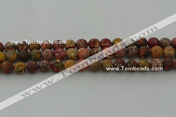 CLD214 15.5 inches 12mm round matte leopard skin jasper beads