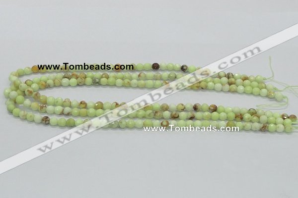 CLE33 15.5 inches 6mm faceted round lemon turquoise beads wholesale