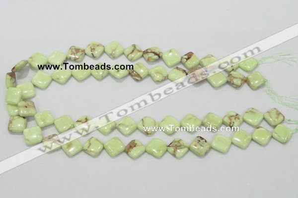 CLE37 15.5 inches 12*12mm diamond lemon turquoise beads wholesale